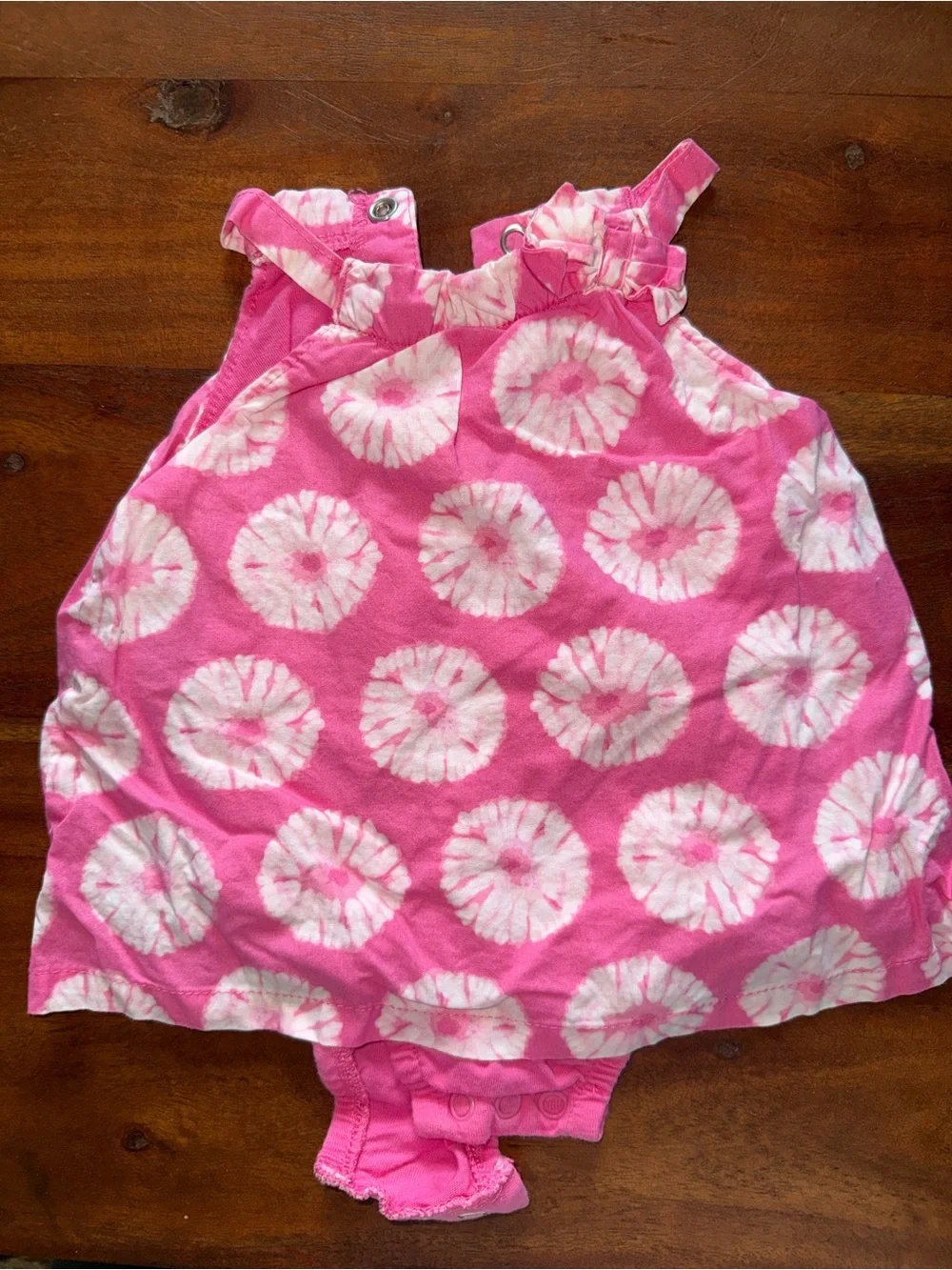 Carter's Pink and White Tie-Dye Dot Sundress Romper